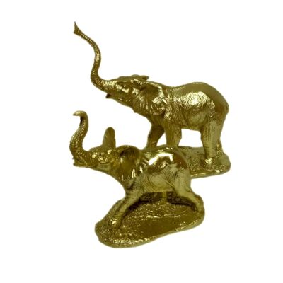 Sculpture elephant set of 2 gold