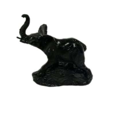Juego de 2 esculturas de elefantes con aspecto de mármol negro.