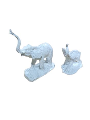 Sculpture éléphant lot de 2 aspect marbre blanc 1