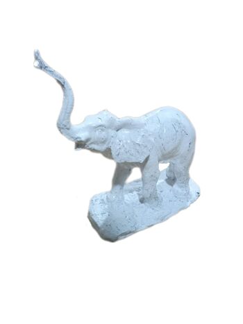 Sculpture éléphant lot de 2 aspect marbre blanc 2