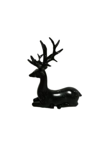 Sculpture Cerf Assis Effet Marbre Noir 2