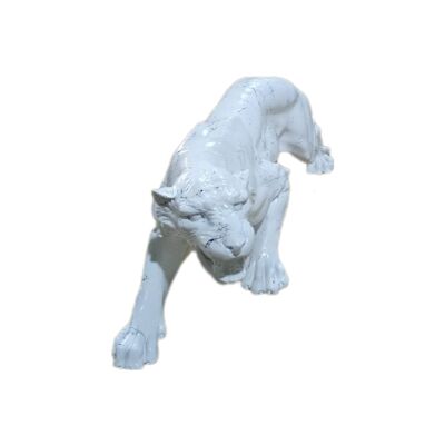 Sculpture Panther White Marble Effect