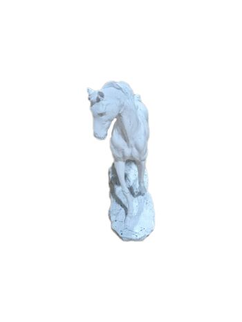 Sculpture Cheval Effet Marbre Blanc 3