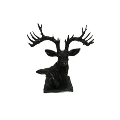 Skulptur Hirsch Schwarz Marmoroptik