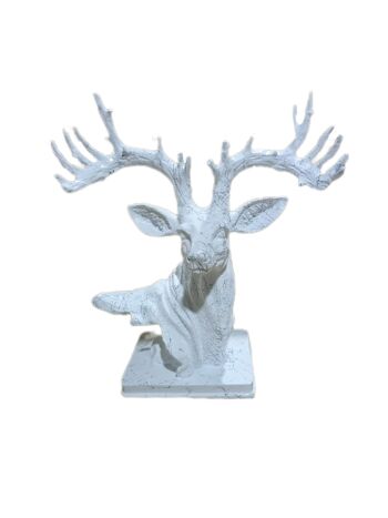 Sculpture Cerf Effet Marbre Blanc 1