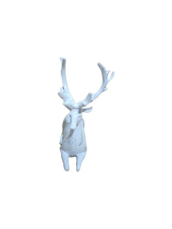 Sculpture Cerf Effet Marbre Blanc 2