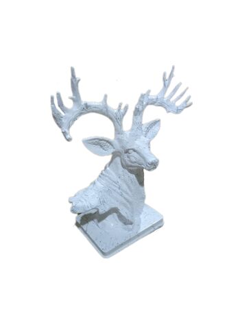 Sculpture Cerf Effet Marbre Blanc 4