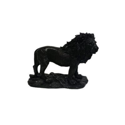 Sculpture lion black marble look