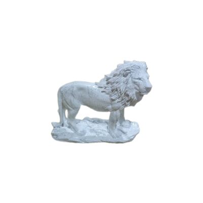 Sculpture lion effet marbre blanc