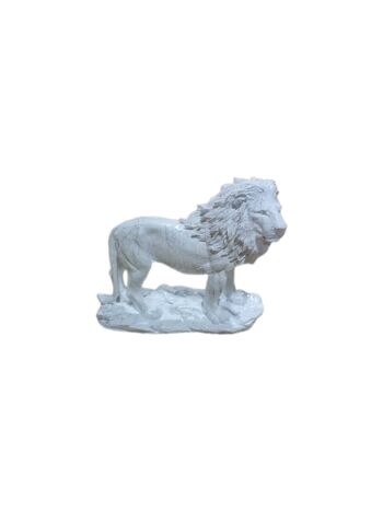 Sculpture lion effet marbre blanc 1
