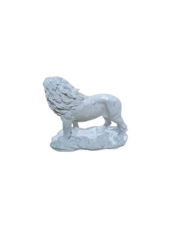Sculpture lion effet marbre blanc 2