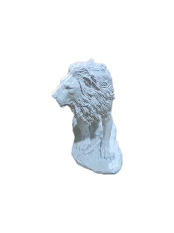 Sculpture lion effet marbre blanc 3