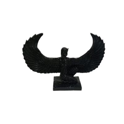 Skulptur Frau mit Flügel Schwarz Marmoroptik