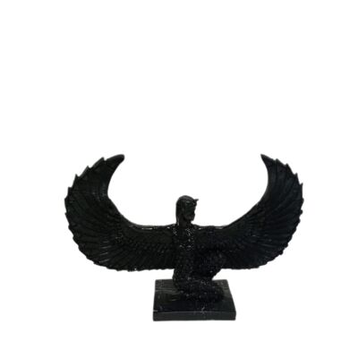 Skulptur Frau mit Flügel Schwarz Marmoroptik