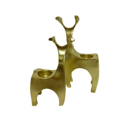 Sculpture deer set of 2 candlesticks gold
