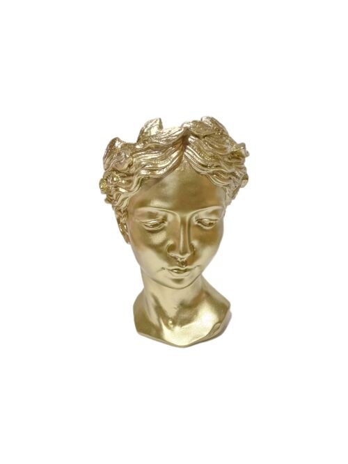 Skulptur Frauenkopf Vase Gold