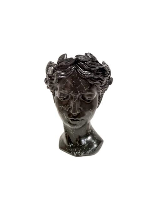 Skulptur Frauenkopf Vase Schwarz Marmoroptik