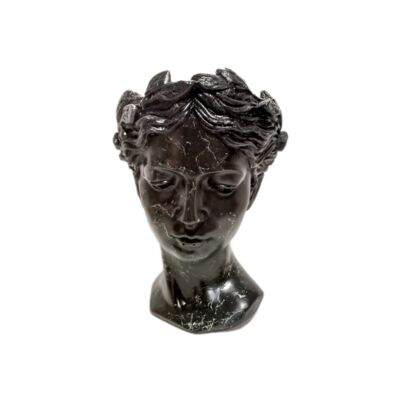 Skulptur Frauenkopf Vase Schwarz Marmoroptik