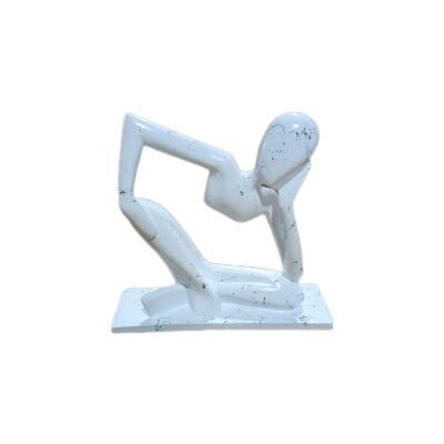 Sculpture Penseur Effet Marbre Blanc