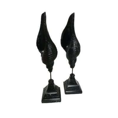 Sculpture Shell Set of 2 Black Marble Effect