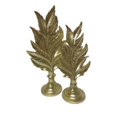 Skulptur Blatt 2er Set Stehend Gold