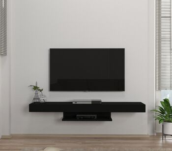 Meuble TV Lowboard Mural Alberes Noir 2