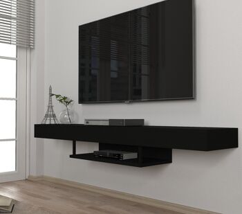 Meuble TV Lowboard Mural Alberes Noir 4