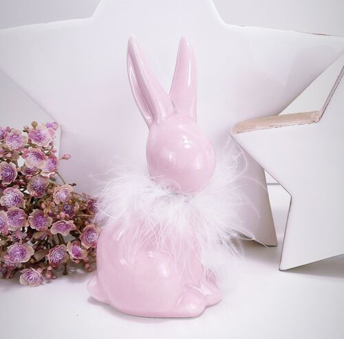 Ceramic Fluffy Bunny - Pink