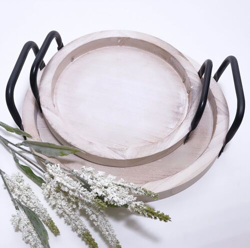 Nordic Round Tray with Metal Handles - 2 Sizes Available - Small