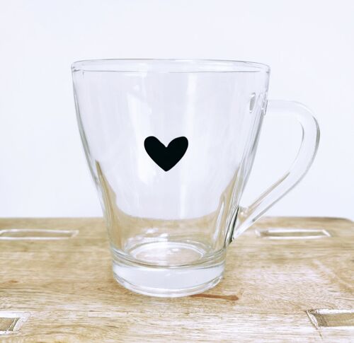 Single Black Heart Glass Mug