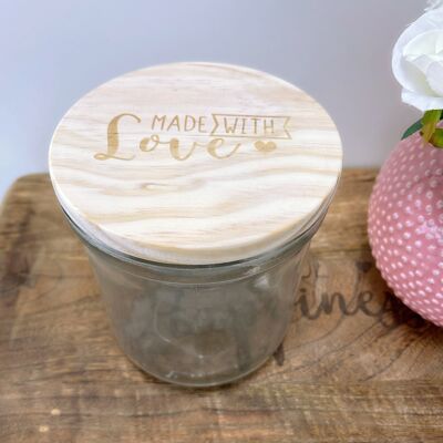 Wooden Lid Storage Jar - Made With Love