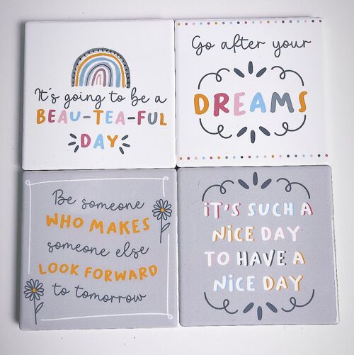 Set of Ceramic Positive Coasters