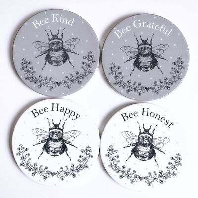 Set of Ceramic Bee Coasters