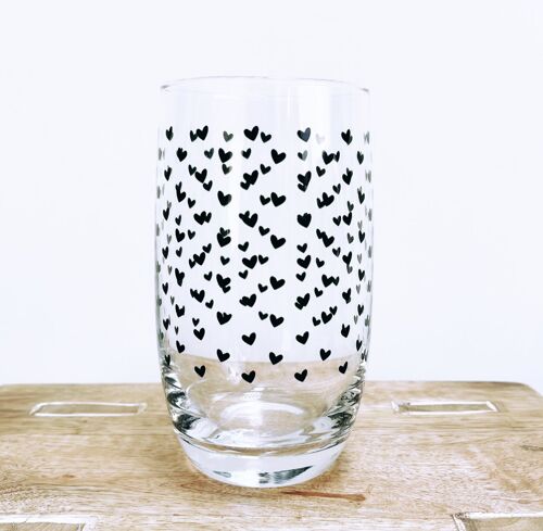 Black Multi Hearts Glasses - 2 Sizes available - 🖤🖤🖤 320ml Glass