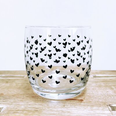 Black Multi Hearts Glasses - 2 Sizes available - 🖤🖤🖤 260ml Glass