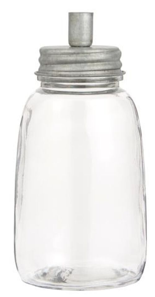Tapered Candle Holder Bottle with Rustic Silver Screw Lid