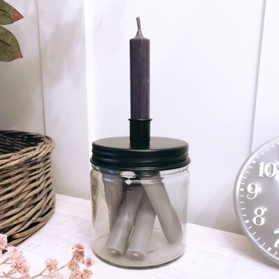 Candle Holder with Black Screw On Lid