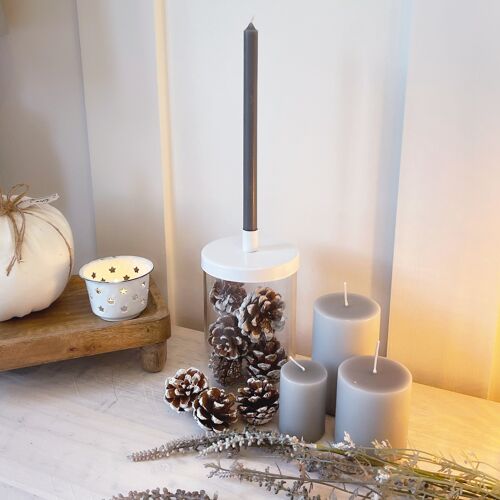 Tapered Candle Holder with White Lid
