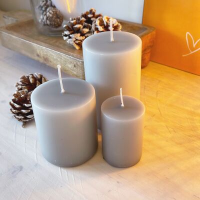 Dove Grey Pillar Candles - 3 sizes available - 6cm