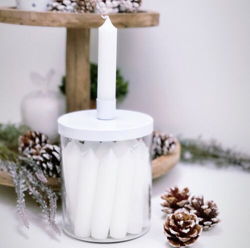 White Lidded Candle Holder