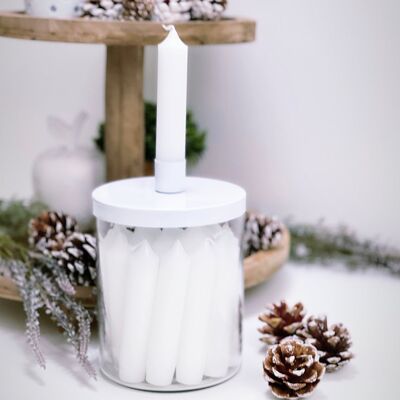 White Lidded Candle Holder