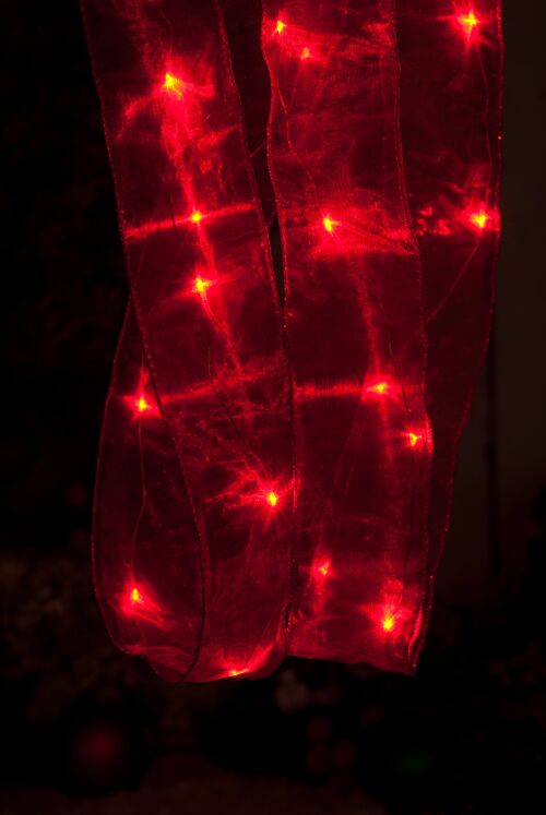 Light Up Christmas Tree Ribbon - Red