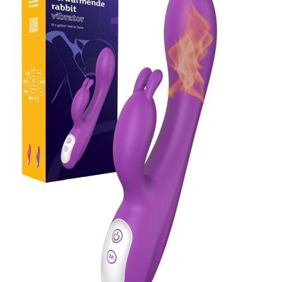 Vibromasseur Tarzan chauffé - Vibromasseur Rabbit pour stimulation du clitoris et du point G - Violet