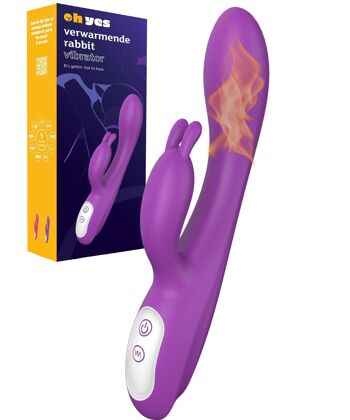 Vibromasseur Tarzan chauffé - Vibromasseur Rabbit pour stimulation du clitoris et du point G - Violet 1