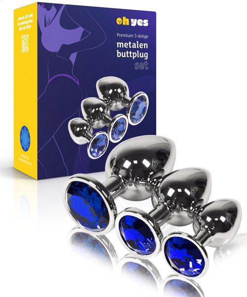 Metalen Buttplug Set - Blauw