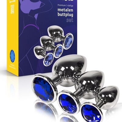 Metalen Buttplug Set - Blauw
