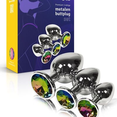 Set di plug anale in metallo - arcobaleno multicolore