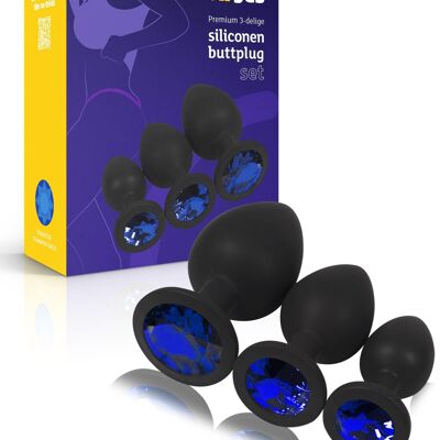 Ensemble de plugs anaux en silicone - Bleu