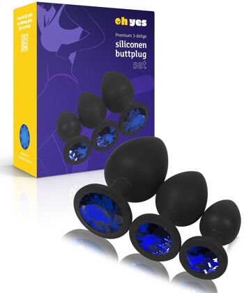 Ensemble de plugs anaux en silicone - Bleu 1
