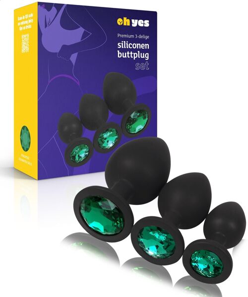Siliconen Buttplug Set - Groen